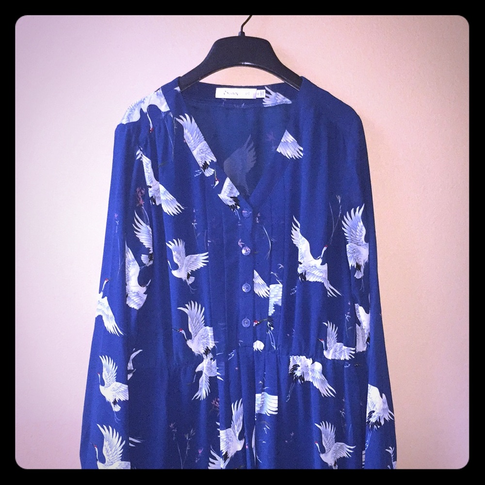 Blue Crane Print dress